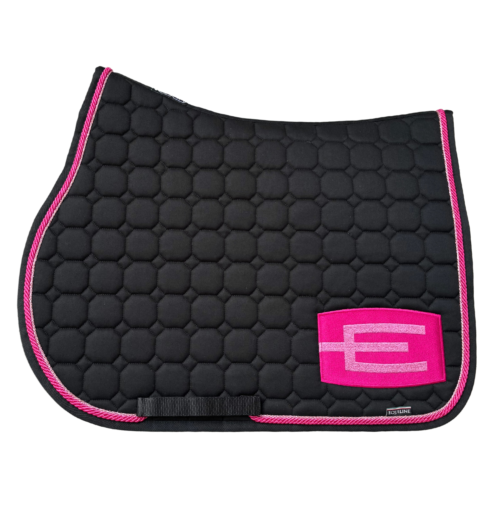 Jumping Saddle Pad Glitter E-logo - Black/Hot Pink