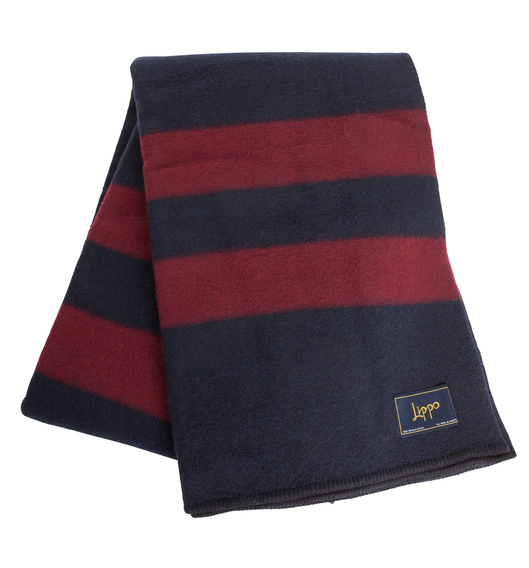 Lippo Wool Blanket - Navy/Burgundy